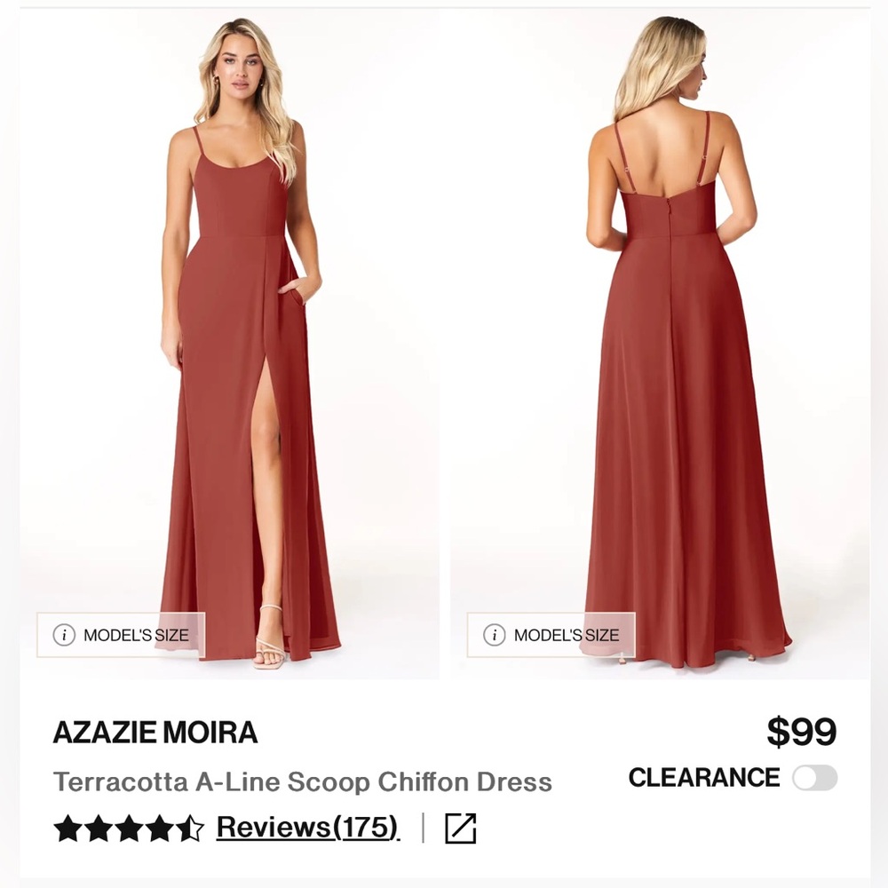 Azazie Moira Chiffon Dress in Terracotta A8